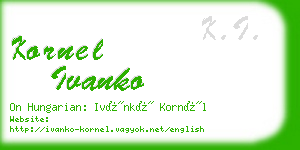 kornel ivanko business card